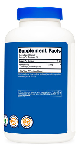 Suplemento Nutricost Hawthorn Berry Capsules 550 Mg 240 Ct - Imagem 6