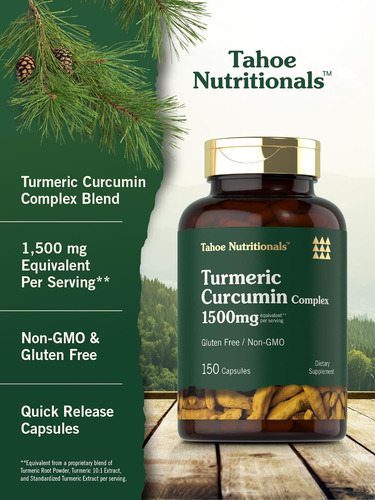 Suplemento De Cúrcuma Tahoe Nutritionals | 1500mg | 150 Cáps - Imagem 4