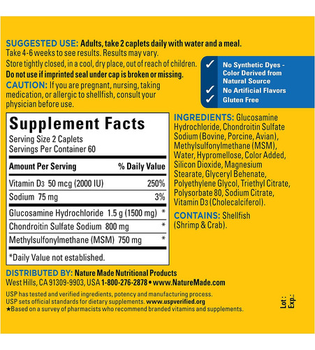 Glucosamina E Condroitina Com Msm Nature Made 120 Cápsulas - Imagem 5