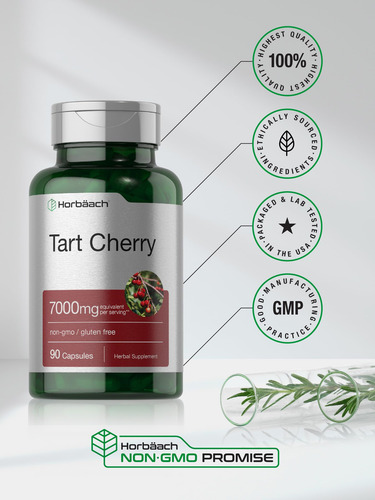 Suplemento Horbaach Tart Cherry Extract 7000mg 90 Cápsulas - Imagem 5