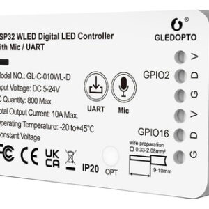 Controlador Led Gledopto Esp32 Wled Com Microfone E Microfon