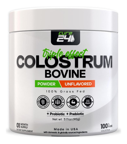 Suplemento Em Pó De Colostro Bovino Cure24 X3 Para Humanos,