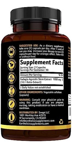 Suplemento Earth Elixir Fadogia Agrestis 1000 Mg (180 Cápsul
