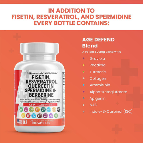 Nutracêuticos Limpos Fisetina 2500mg Quercetina 1000mg Resve - Imagem 3