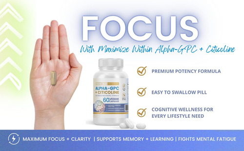 Maximizar Dentro De Alpha Gpc + Citicolina 60 Ct, 1600mg Fór - Imagem 5