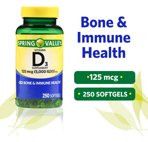 Vitamina D3 5000iu Spring Valley 250 Cápsulas Em Gel - Imagem 2
