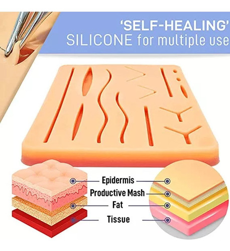 Simulador Avançado Kit Sutura Treino Pele Silicone - Imagem 4