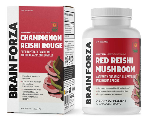 Cápsulas De Cogumelo Reishi Vermelho Orgânico Brain Forza, S - Imagem 6