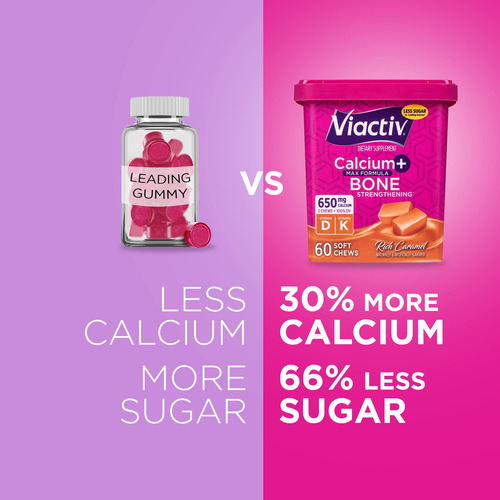 Suplemento Viactiv Calcium +vitamina D3 Soft Chews 60 Carame - Imagem 3