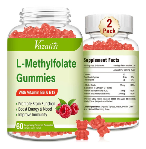 Gomas Vazatisi L-metilfolato 15 Mg Com Metil B12, Suplemento