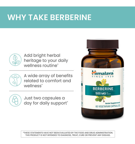 Suplemento Himalaya Berberine 1000mg 60 Cápsulas Veganas - Imagem 4