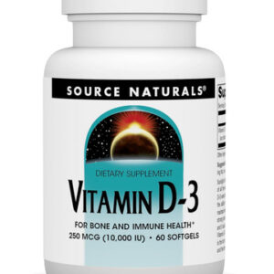 Source Naturals Vitamina D-3 10.000 Ui Em Gel Macio, 60 Cont
