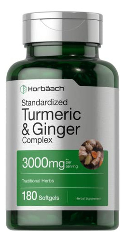 Suplemento Horbaach Turmeric Ginger 3000 Mg 180 Cápsulas Gel - Imagem 8