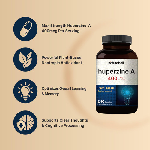 Suplemento Naturebell Huperzine A 400mcg 180 Cápsulas - Imagem 3
