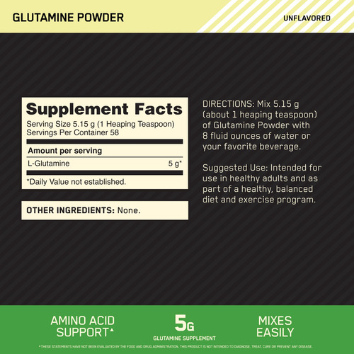 Glutamina Em Pó Optimum Nutrition L-glutamina 300g - Imagem 2