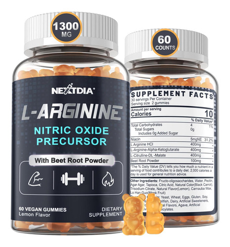 Gomas De Óxido Nítrico L Arginina Sem Açúcar 1300 Mg Para Ho