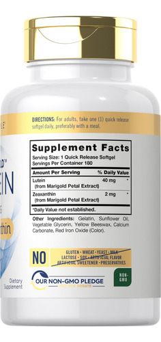 Suplemento Carlyle De Luteína E Zeaxantina 40 Mg 180 Cápsula - Imagem 2