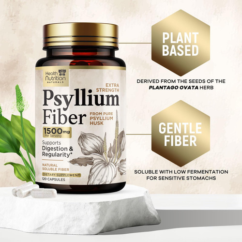Cápsulas De Casca De Psyllium De Alta Absorção, Suplemento D - Imagem 7