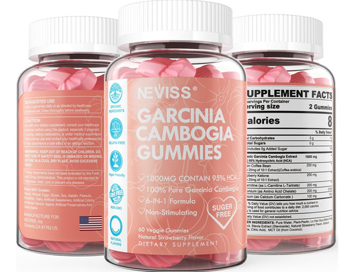 Garcinia Cambogia Sem Açúcar Gummies 1000mg 95% Hca Com L-ca - Imagem 7