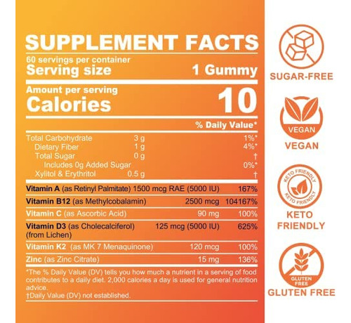 Vitamina Adk Sem Açúcar + Gomas B12 Para Adultos - Fornecim - Imagem 2