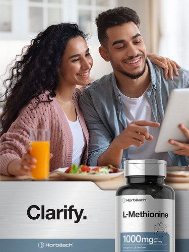 Suplemento Horbäach L-metionina 1000mg 100 Cápsulas - Imagem 6