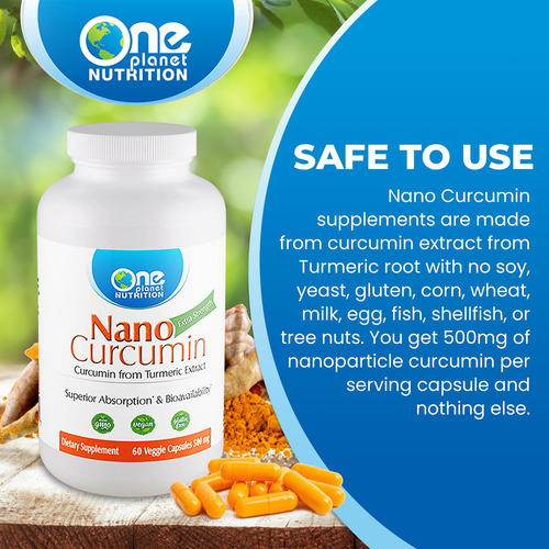 One Planet Nutrition Nano Curcumin 500 Mg, Suplementos Solúv - Imagem 4