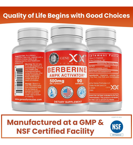 Genex Formulas Berberina Hcl 500mg (90 Cápsulas) | Poderoso - Imagem 4