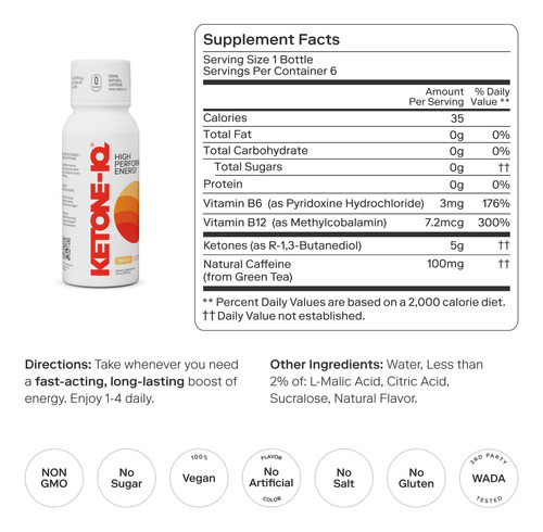 Injeções De Energia De Cetona Ketone-iq Com Cafeína - 100 Mg - Imagem 2