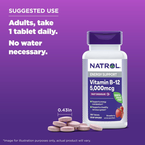 Comprimidos De Dissolução Rápida De Vitamina B12 Natrol, Pro - Imagem 6