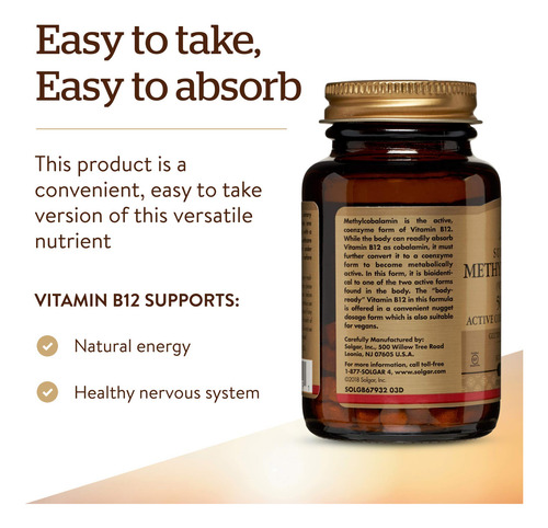 Suplemento Solgar Metilcobalamina Vitamina B12 5000mcg 60ct - Imagem 5