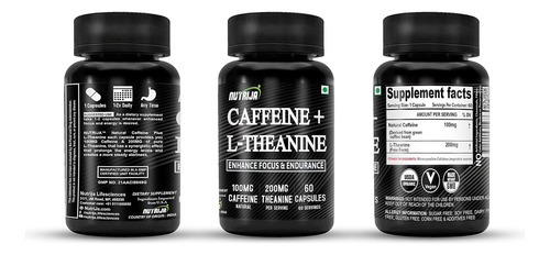 Nutrija Caffeine Natural 100mg Mais L-theanine (60 Cápsulas) - Imagem 4