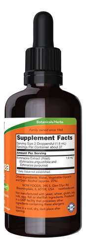 Now Foods Supplements, Extrato Líquido De Equinácea Com Cont - Imagem 2