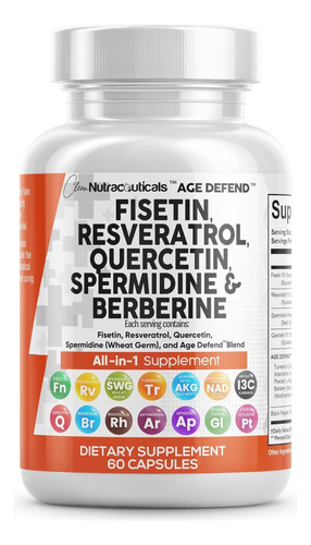 Nutracêuticos Limpos Fisetina 2500mg Quercetina 1000mg Resve