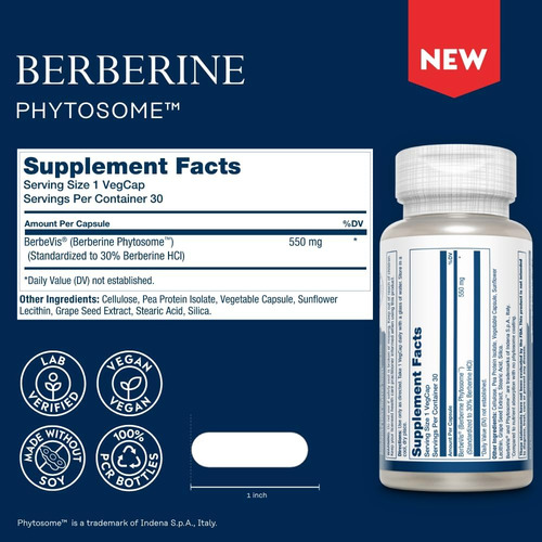 Solaray Berberine Phytosome - 9x De Absorção E Fácil De Dige - Imagem 3