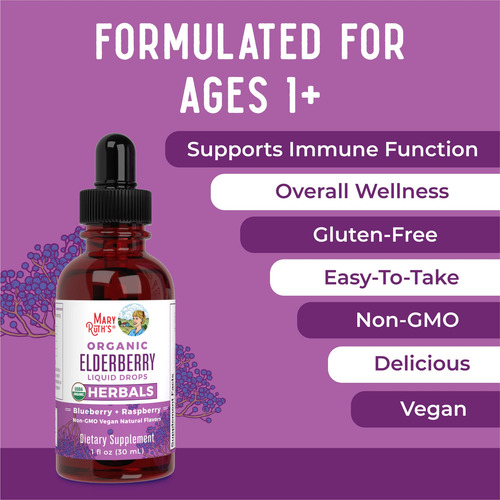 Suplemento De Xarope De Sabugueiro Maryruth's Organic 30ml D - Imagem 7