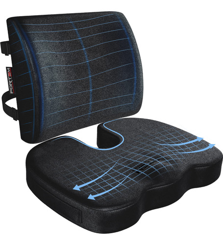 Almofada De Cadeira Fortem Orthopaedic Memory Foam Black Vel