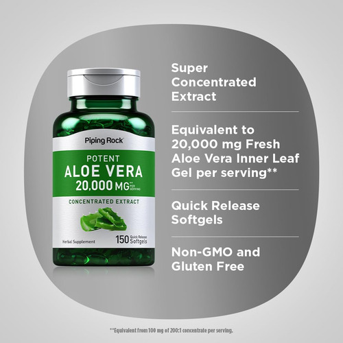 Piping Rock Aloe Vera Cápsulas Mg | 150 Cápsulas Gelatinosas - Imagem 4
