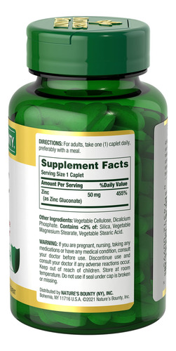 Suplemento Zinco 50 Mg Nature Bounty 400 Comprimidos - Imagem 5