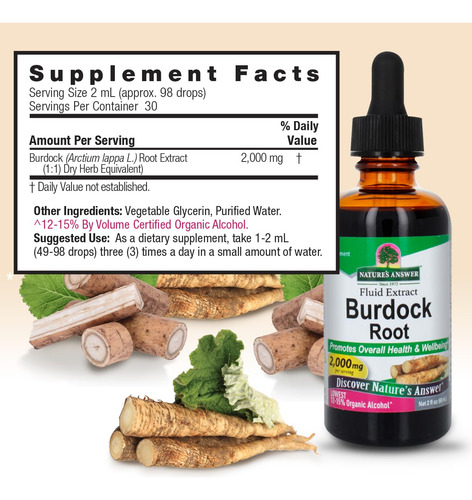 Suplemento Nature"s Answer Bardock Root 60ml Super Concentra - Imagem 3