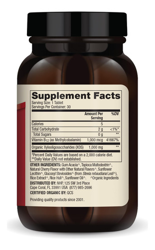 Suplemento Dr. Mercola De Vitamina B12 Mastigável 30 Comprim - Imagem 2
