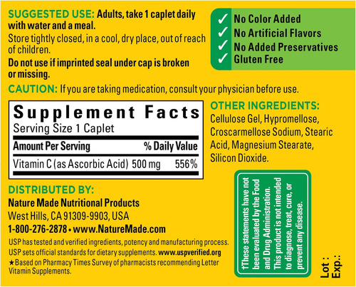 Nature Made Vitamina C 500 Mg Cápsulas 100 Ct - Imagem 4