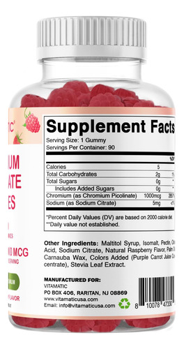 Suplemento Vitamático De Picolinato De Cromo 1000mcg Gummies - Imagem 5