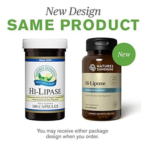 Suplemento Dietético Natures Sunshine Hi Lipase, 100 Cápsu - Imagem 7