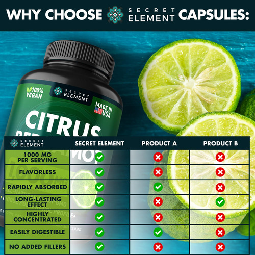 Suplemento Secret Element Citrus Bergamota 1000mg Vegan - Imagem 7