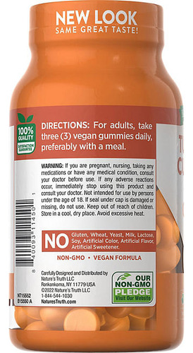 Turmeric Curcumin + Ginger Natures Truth 120 Gomas - Imagem 6