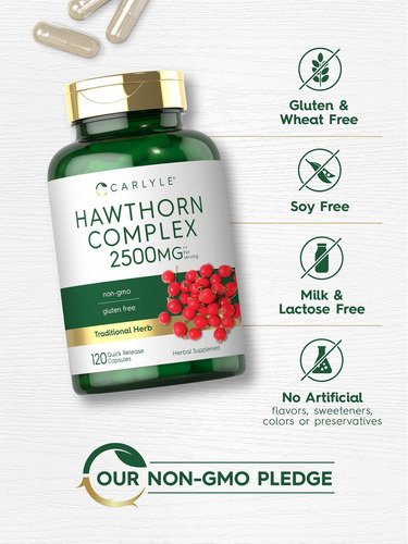 Complexo Carlyle Hawthorn Berry | 2500mg | 120 Cápsulas | Co - Imagem 4