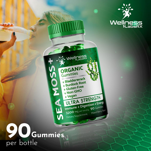 Suplemento Wellness Labarx Sea Moss Gummies 3200 Mg 90 Unida - Imagem 8