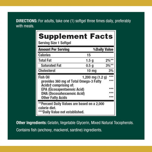 Óleo De Peixe Nature Bounty Omega 1200 Mg 120 Cápsulas Impor - Imagem 3