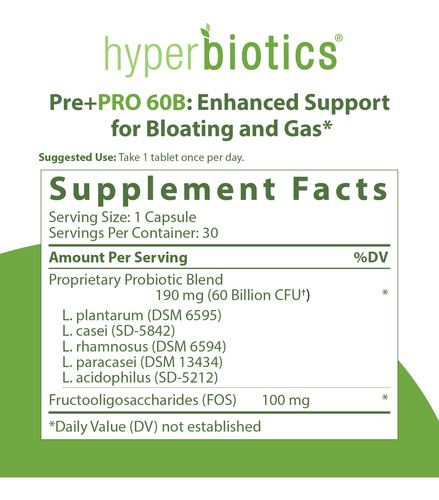 Suplemento Hyperbiotics Pre Pro Vegan Probiotics 30 Cápsulas - Imagem 2