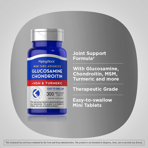 Piping Rock Glucosamina Condroitina Msm | 300 Comprimidos | - Imagem 4
